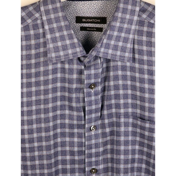 Bugatchi Shirt Men XXL Gray Casual Fit Button Down Long Sleeve Button Up Shirt - Picture 2 of 8